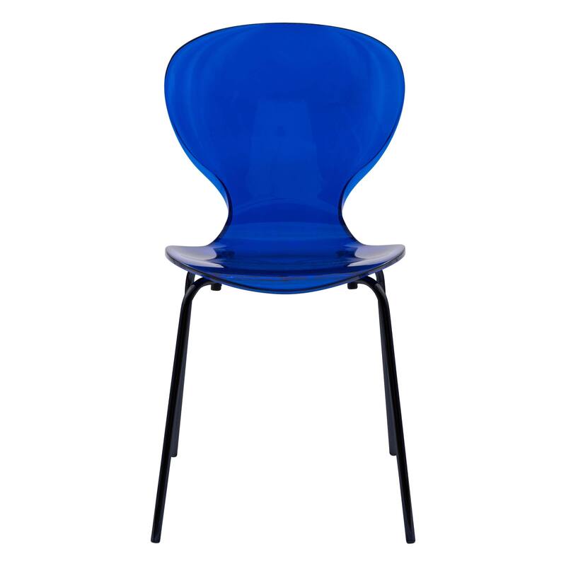 Stackable Plastic Dining Chair Transparent Set of 2 Modern Accent Side Chair for Indoor and Outdoor