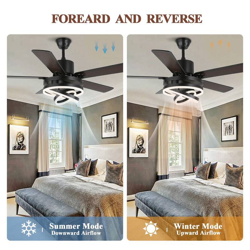 Cusp Barn 52"/72" Modern Large Dimmable LED Ceiling Fan with Lights and Remote, Reversible 8-Blade DC Motor DIY Shape Chandelier