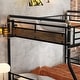 preview thumbnail 18 of 37, Metal Bunk Bed Retro Black Bed Frame with Ladder and Guardrail, Industrial Detachable Bunkbeds Convertible 2 Platform Beds