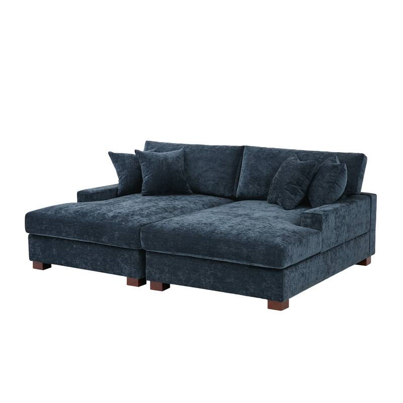 Modern Upholstered Chenille Modular Sectional Sofa with 2 Chaise