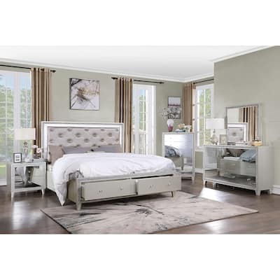 King Size Bed with Storage - Modern Platform Bed Frame - Upholstered Bedroom Furniture