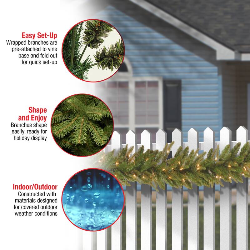 National Tree Company 9' x 10" Fraser Grande Garland with Clear Lights - 9 ft