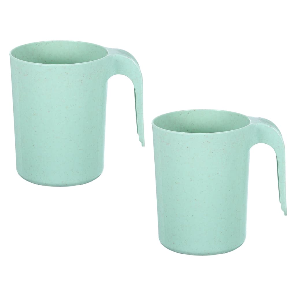 2Pcs Wheat Straw Cups, Unbreakable Reusable Water Tumbler with Handle