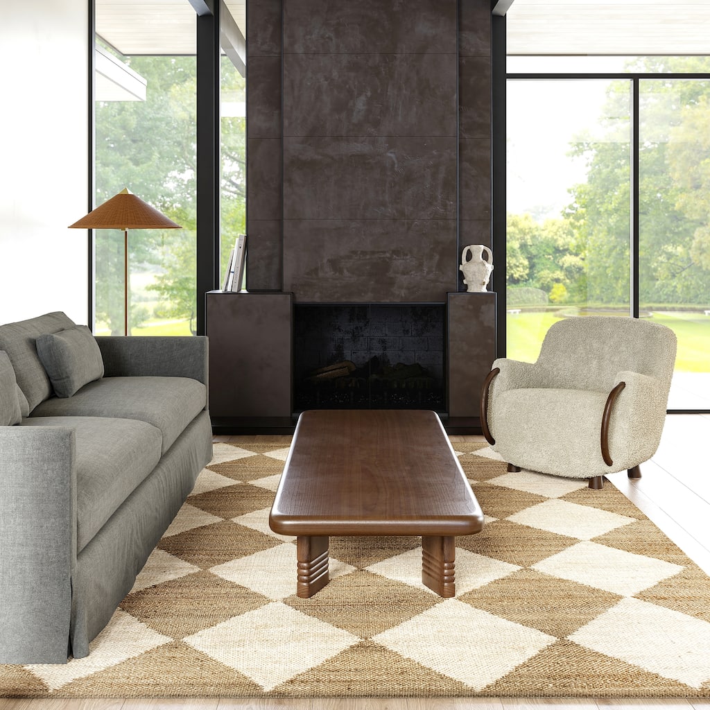 Louie Diamond Checkerboard Jute Area Rug