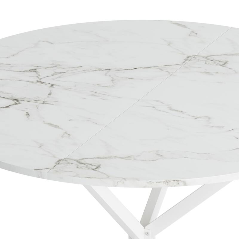 Modern Cross Leg Round Dining Table with Matte Finish Iron Legs
