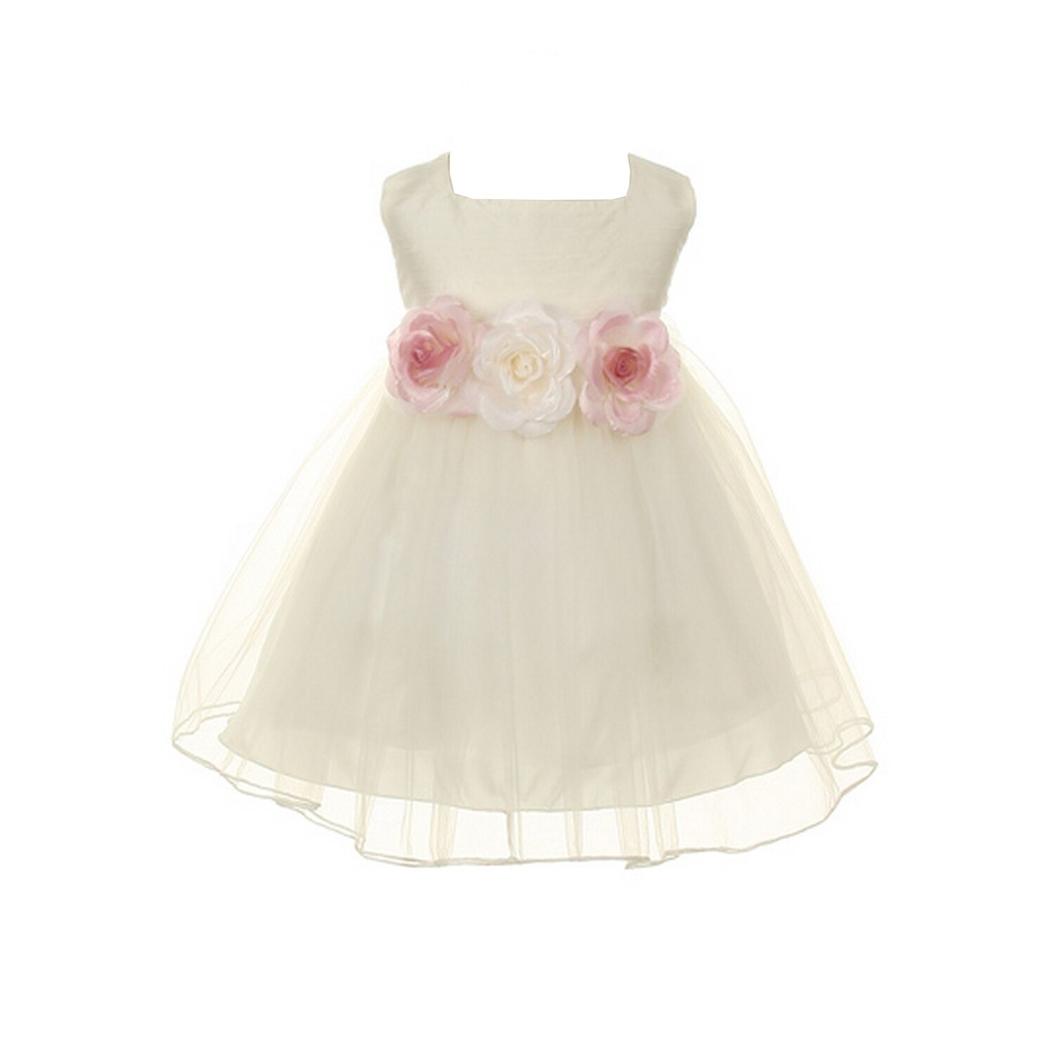 silk flower girl dress