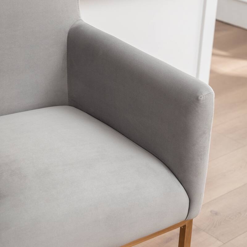 SEYNAR Mid Century Modern Velvet Accent Armrest 27-inch Tall Bar Stool Set of 2 with Metal Frame