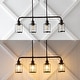 preview thumbnail 7 of 13, Arlo 34" 4-Light Farmhouse Industrial Iron/Glass Linear LED Pendant, Oil Rubbed Bronze/Clear by JONATHAN Y