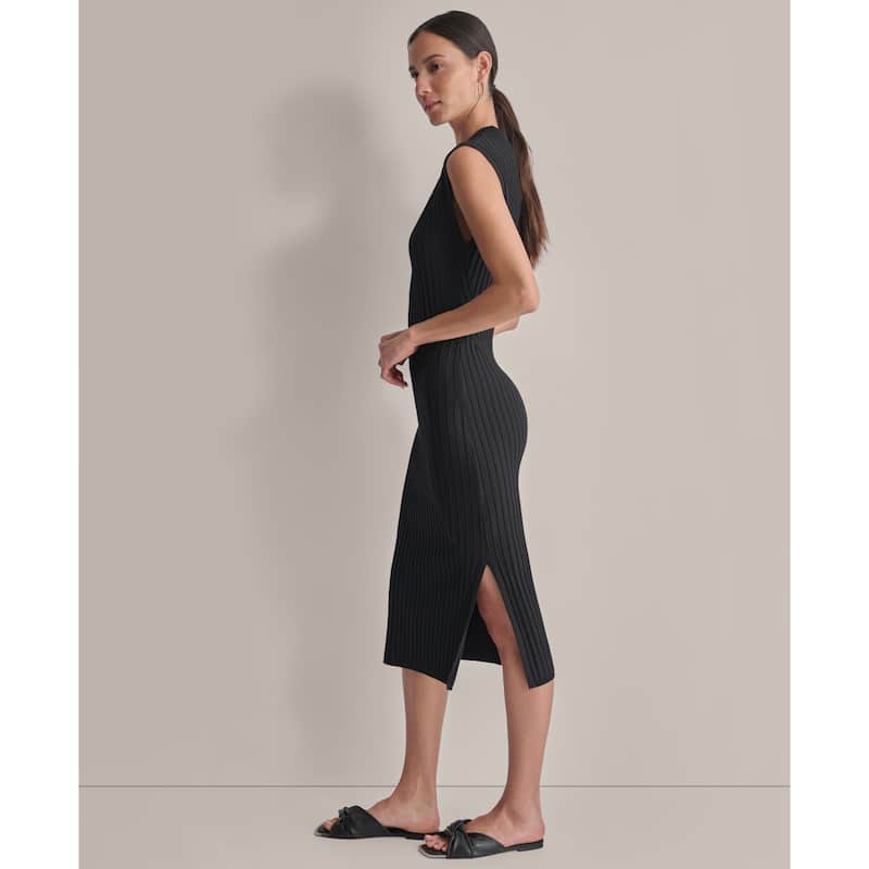 DKNY Sleeveless Wide Rib Sweater Dress
