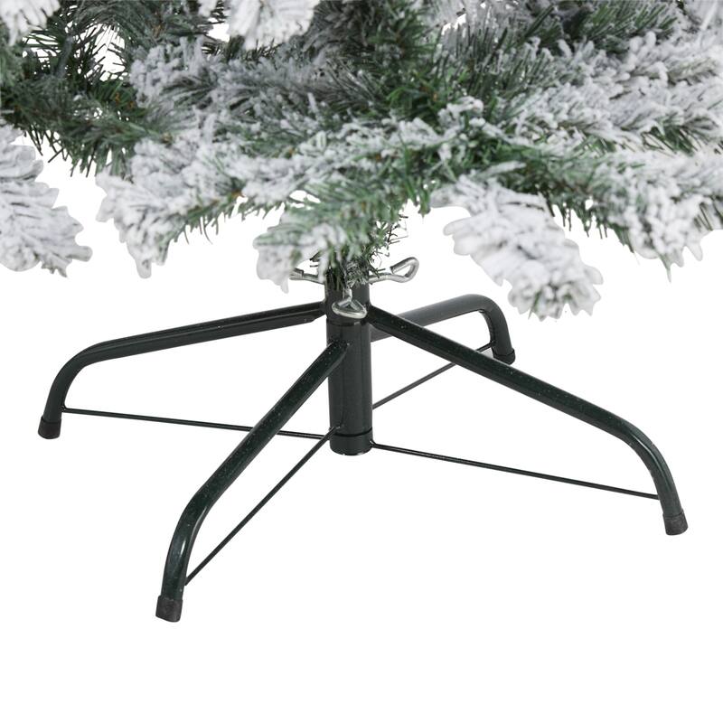 5ft. Flocked Spruce Artificial Christmas Tree - Compact Snow-Kissed Holiday X-Mas Accent Tree