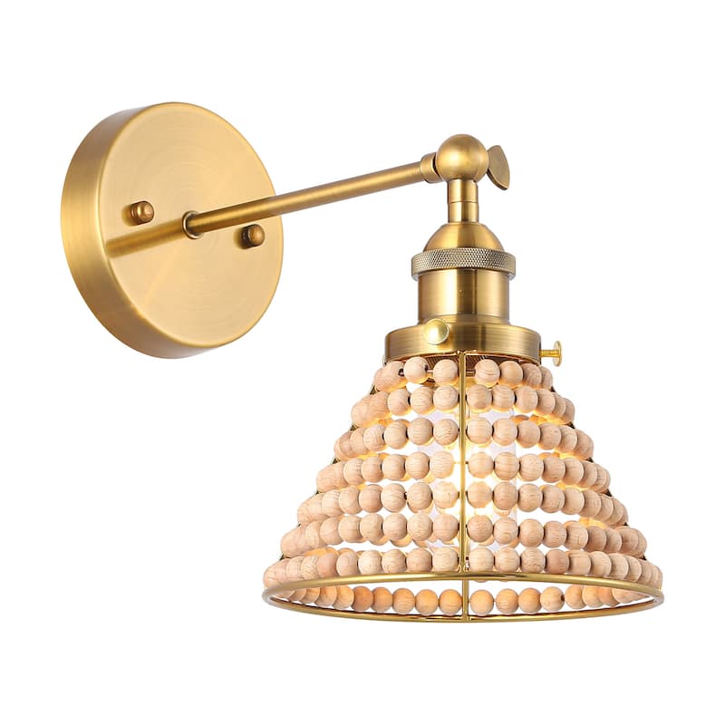6.9-in W 1-Light Brushed Gold Bohemian/Global Wall Sconce - 11.02*6.88*9.84