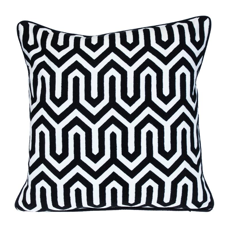 Parkland Collection Transitional Geometric Black 20" x 20" Pillow - Polyester - Accent