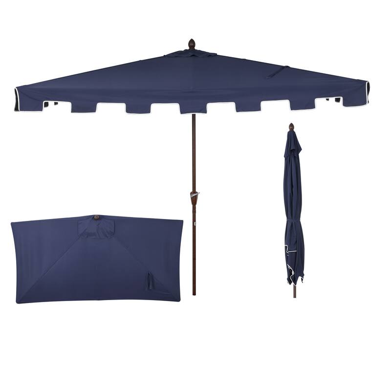Beverly 9 ft. Classic MidCentury Rectangular Half Market Patio Umbrella with Crank, Wind Vent and UV Protection, by JONATHAN Y