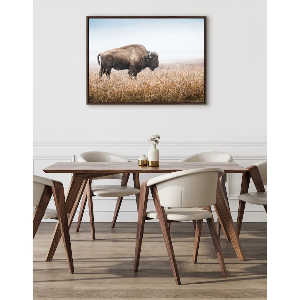 Kate and Laurel Sylvie Buffalo Grass Framed Canvas by Warren Metcalf