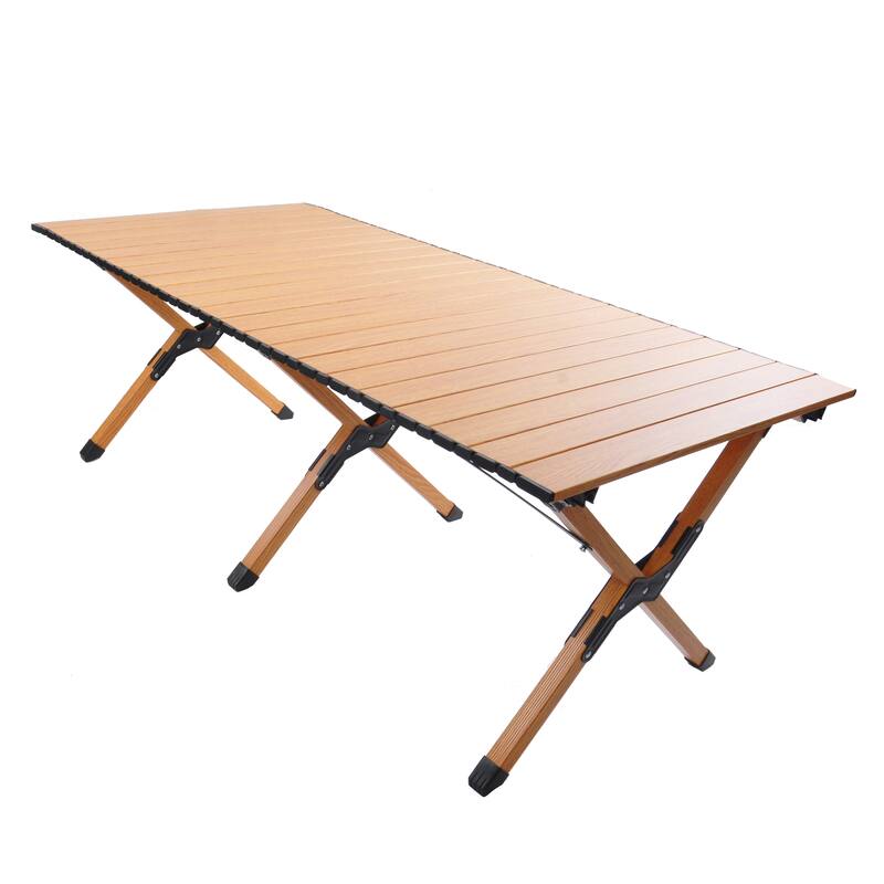 Folding Camping Table Metal Roll Up Portable Picnic Table Outdoor