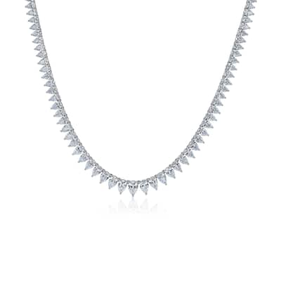 Kobelli 26 Carat Lab Grown Diamond 18k Solid White Gold Pear-cut Tennis Eternity Necklace (EF/VS)