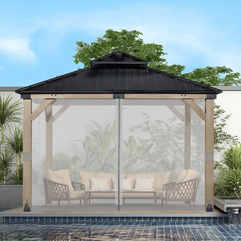 Aoodor 10'x10' Replacement Gazebo Mosquito Netting 4 Panels Sidewalls