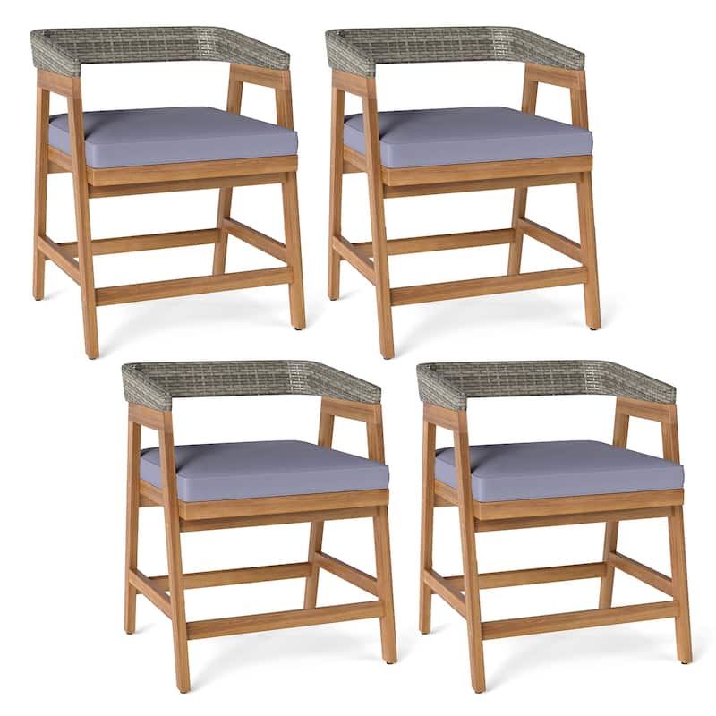 Costway Patio Chairs Set of 4 Outdoor Acacia Wood Dining Chairs with - See Details
