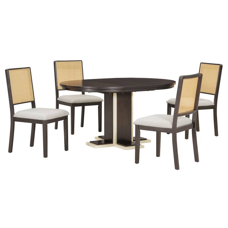 Round Dining Table for 4 with Chairs Set