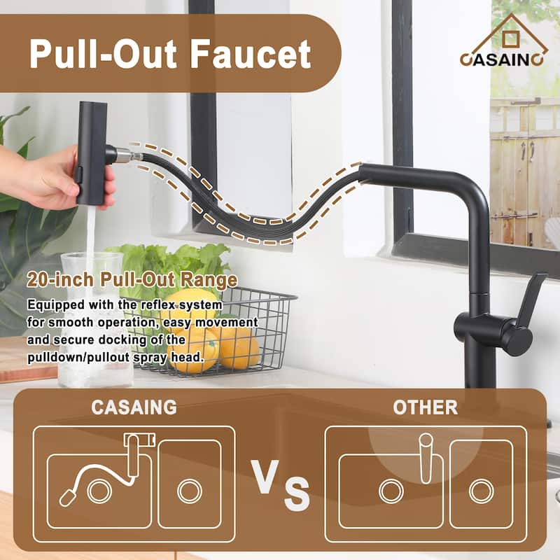 Single Handle Pull Down Sprayer Kitchen Faucet with Motion Sense Wave, Power Boost