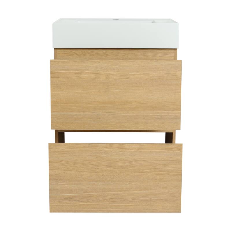 GDFStudio - Lecce Modern Freestanding Bathroom Vanity Set with Resin Sink, 2 Soft Close Drawers & Antirust Hardware