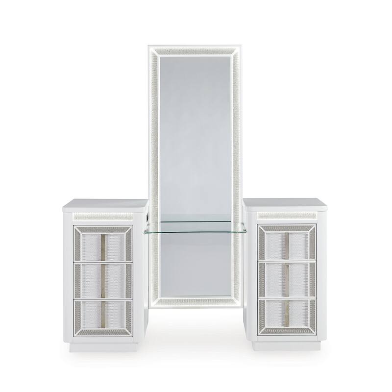 Signature Design by Ashley Chalanna White Vanity - 62.5" W x 18" D x 33.75" H