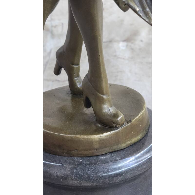 Bruno Zach Clic Captive Dancer Bronze Sculpture Art Nouveau Marble Base Gift