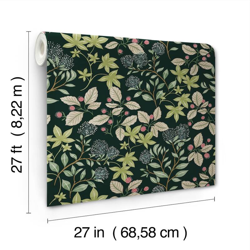 A-Street Prints Mildred Evergreen Botanical Trail Wallpaper
