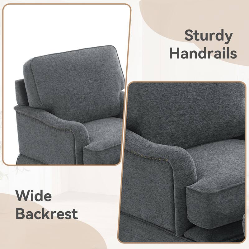 Chenille Swivel Accent Chair with Nailhead Trim Skirt