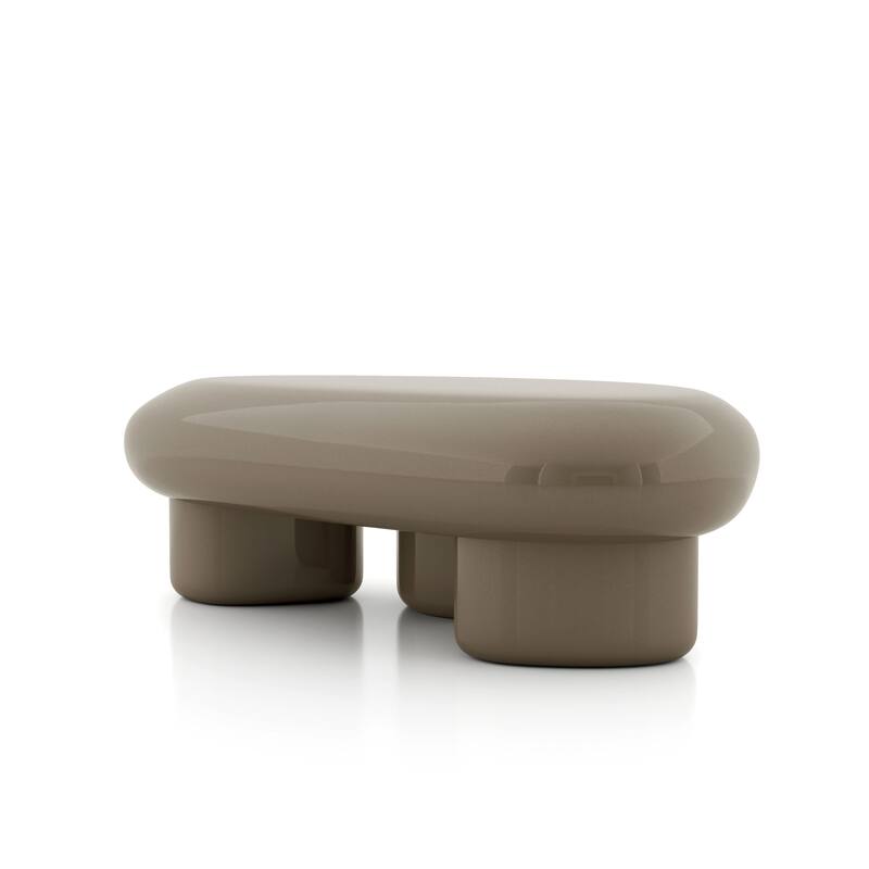 24/7 Shop At Home Modern 2-Piece Oval Glossy Low Profile Coffee Table Set