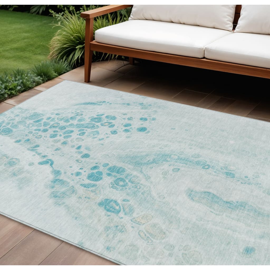 HomeRoots Abstract Transitional Rectangle Outdoor Rug