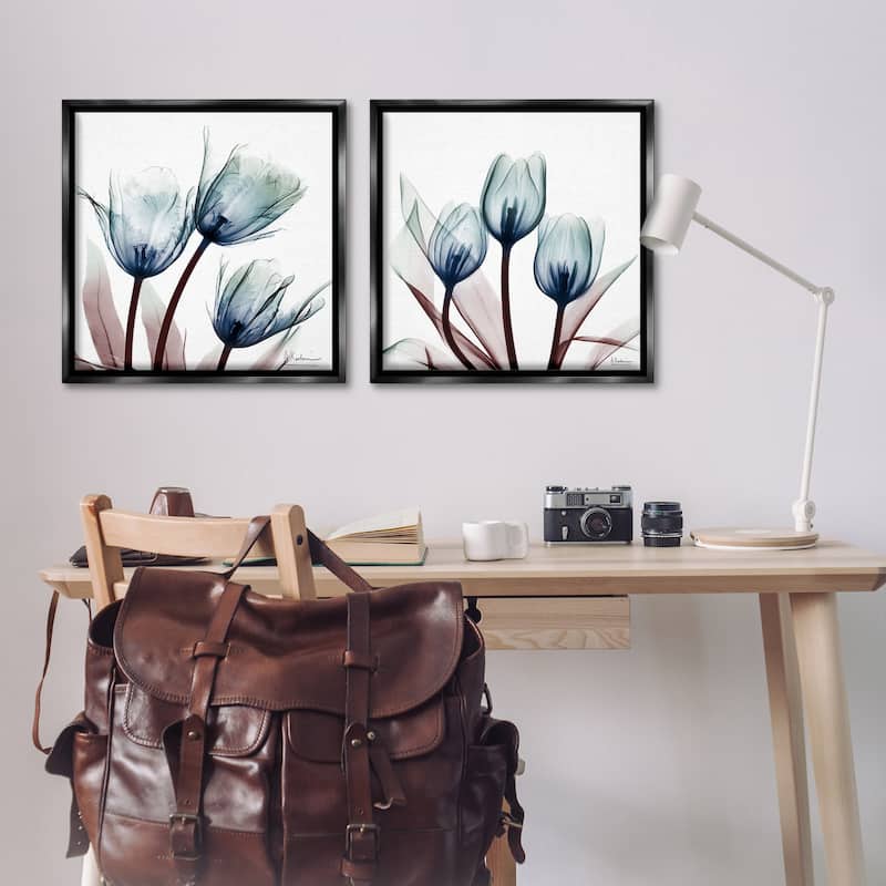 Stupell Vibrant Blue Tulips Framed Floater Canvas Wall Art Design By Albert Koetsier (Set of 2)