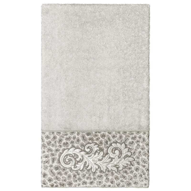 Authentic Hotel and Spa 100% Turkish Cotton April Embellished Bath Towel - Light Gray