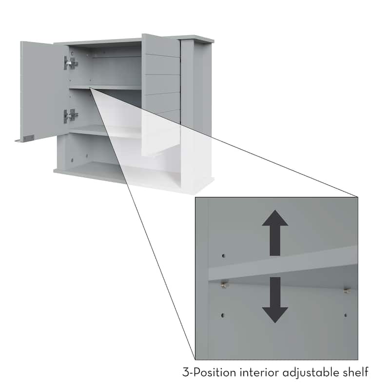 RiverRidge Madison Two-Door Bathroom and Laundry Wall Mount Storage Medicine Cabinet with Fixed and Adjustable Shelf