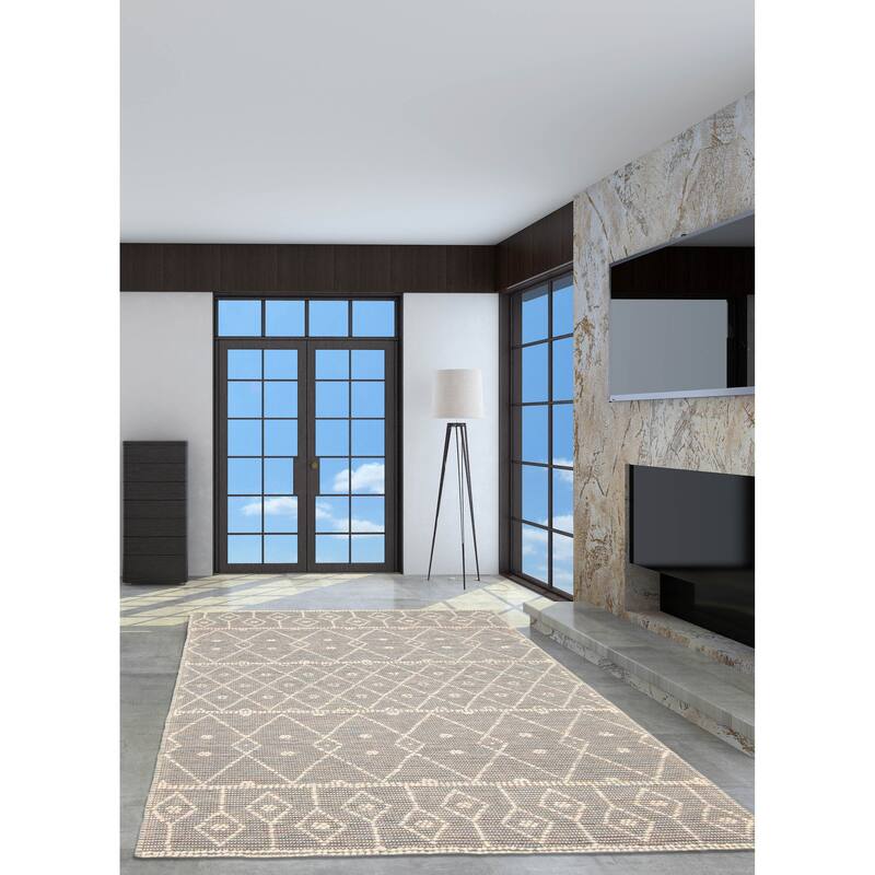 ECARPETGALLERY Braid weave Sienna Grey Wool Rug - 4'10 x 7'8