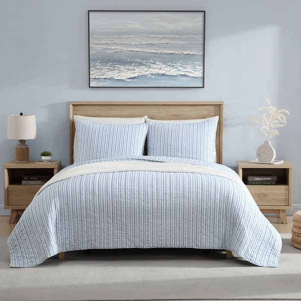 Nautica Coleridge Stripe Cotton Quilt Set - Queen