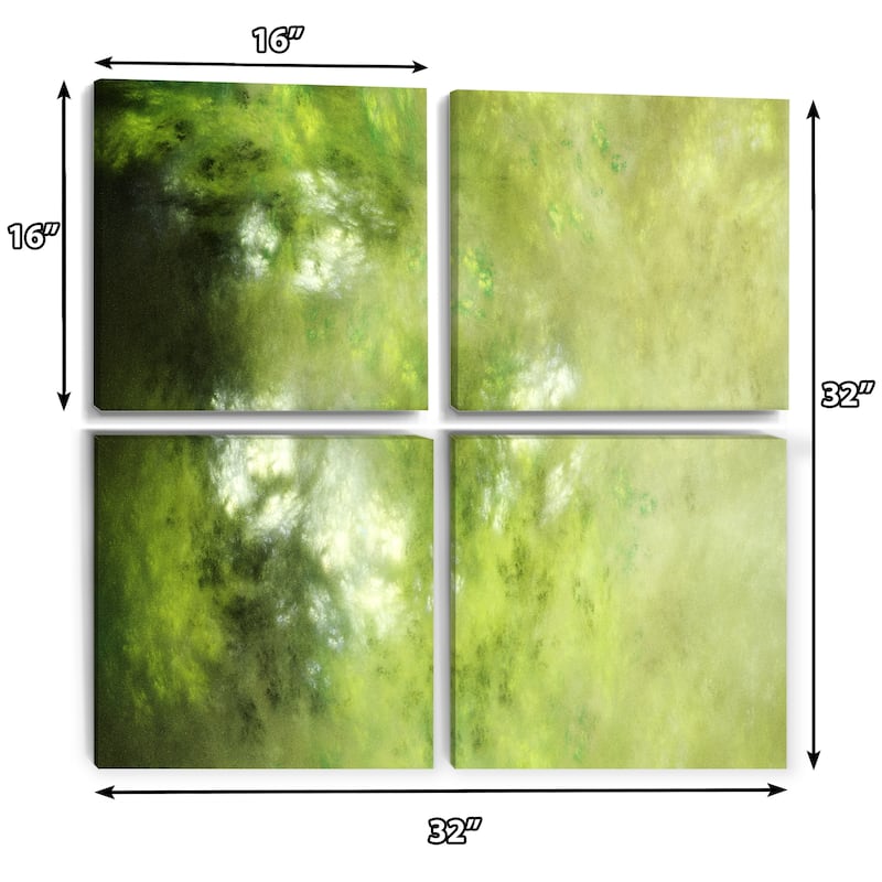 Designart "Blur Green Sky with Stars" Abstract Canvas Wall Art Print