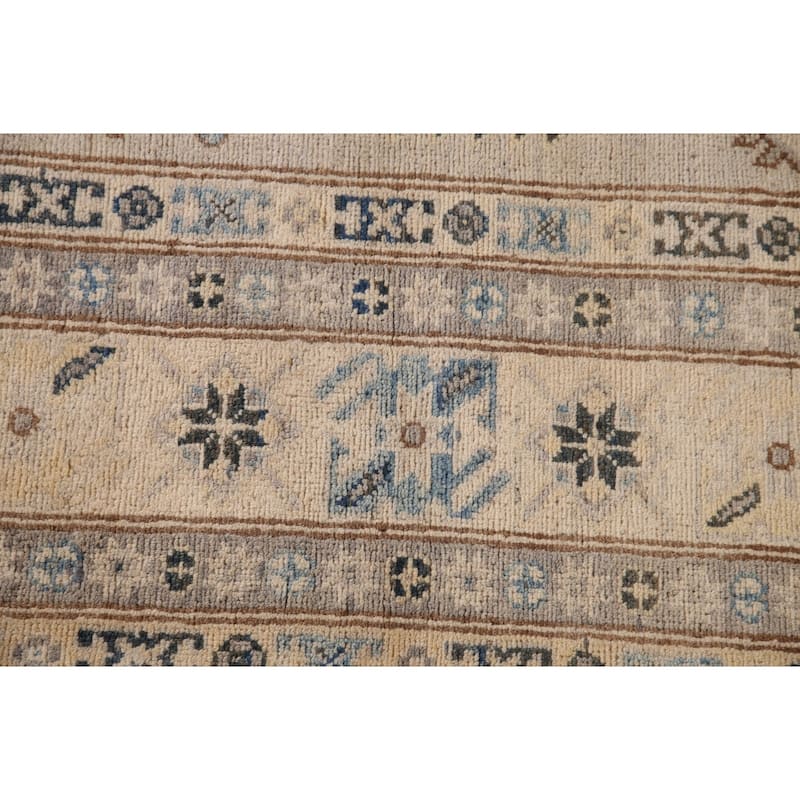 Geometric Kazak Living Room Area Rug Handmade Wool Carpet - 6'9" x 10'0"