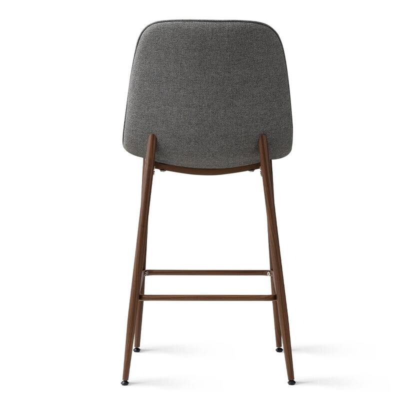 26" Seat Height Upholstered Counter Height Bar Stools with Walnut Metal Leg (Set of 3)