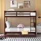 preview thumbnail 4 of 16, American Classic Traditional Style Twin-Over-Twin Bunk Bed with Ladders and Two Storage Drawers
