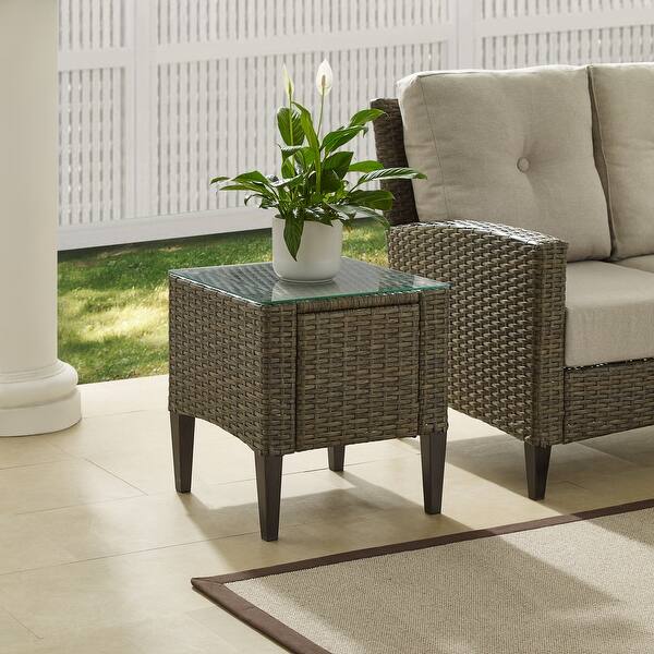 slide 2 of 9, Rockport Outdoor Wicker Side Table - 20"x20"x22.25"