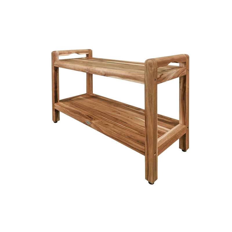 EcoDecors Eleganto EarthyTeak 35" Teak Shower Bench, LiftAide Arms