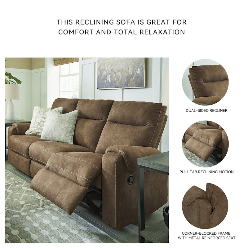 Signature Design by Ashley Edenwold Brown Reclining Sofa - 86" W x 40" D x 40" H
