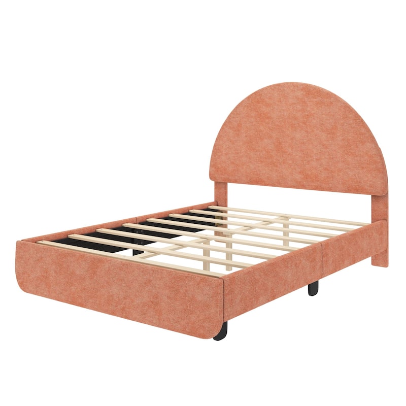 Max and Lily Full-Size Upholstered Bed with Arched Headboard