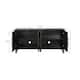 Carved Floral Door Large Storage Cabinet with Metal Handle for Living Room, Kitchen, Entryway