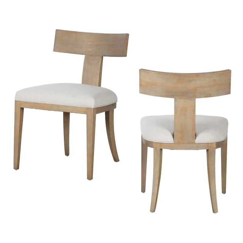 Modrest Fabien Mid-Century Modern Beige Linen & Wood Dining Chair (Set of 2)