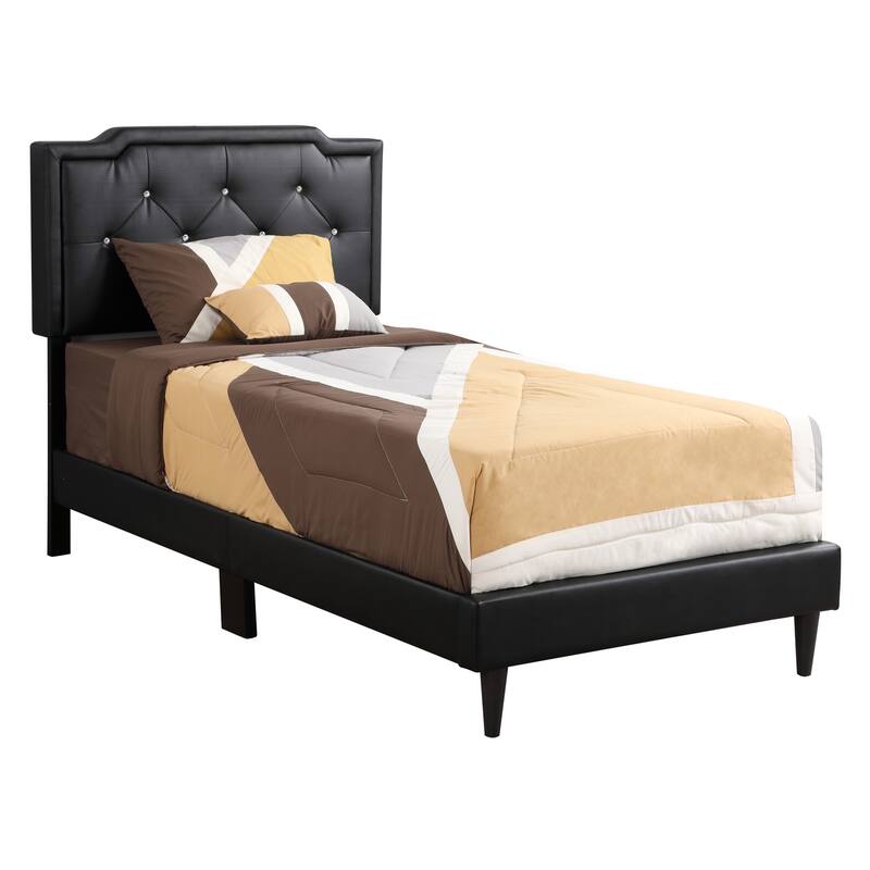 Black Twin Bed with Casual Transitional Design, Sleek Finish and Sturdy Frame for Kids' Rooms, Guest Rooms or Small Spaces