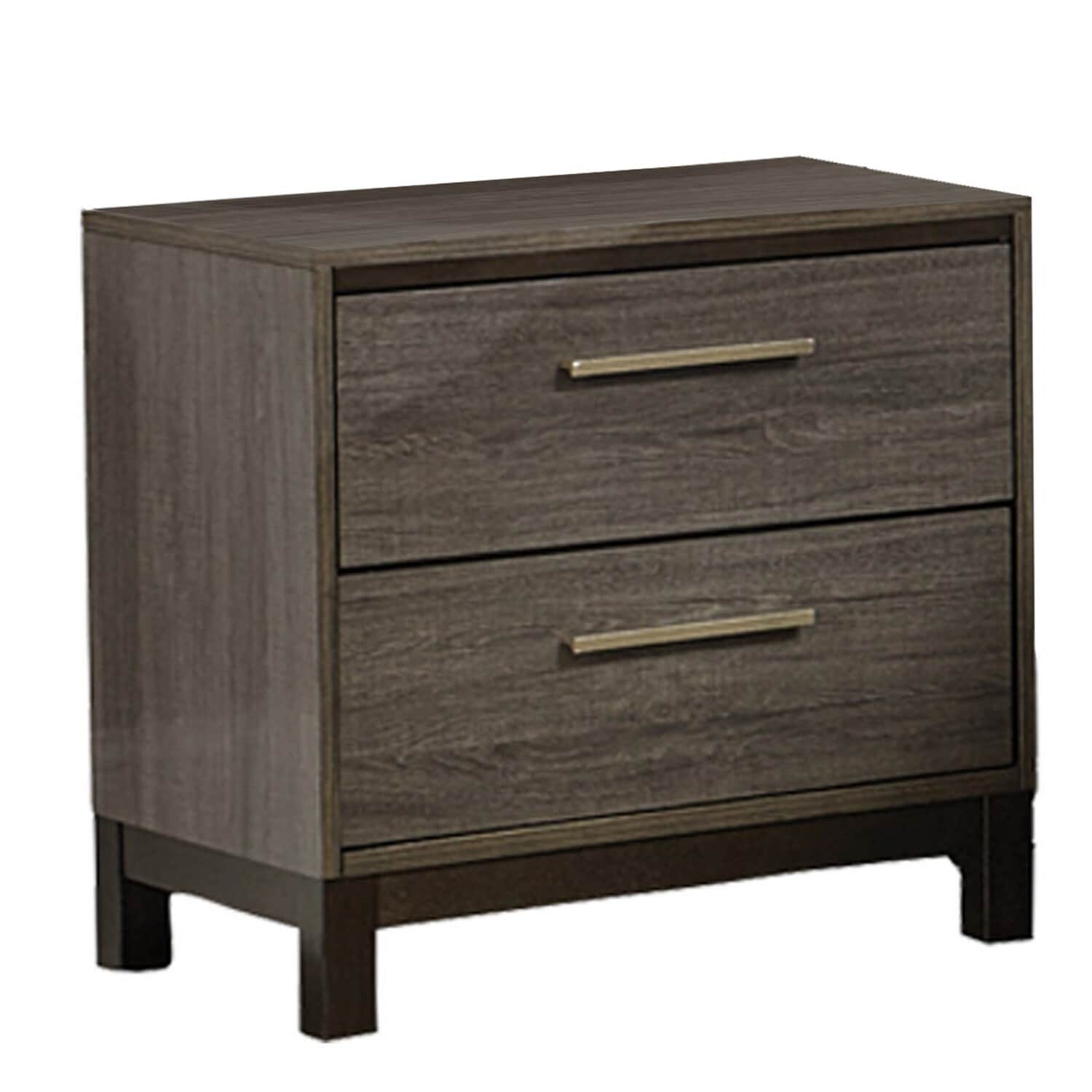 Gray/Brown 2 Drawer 23.25 in. W Nightstand with Sturdy Hardware and Ample Storage