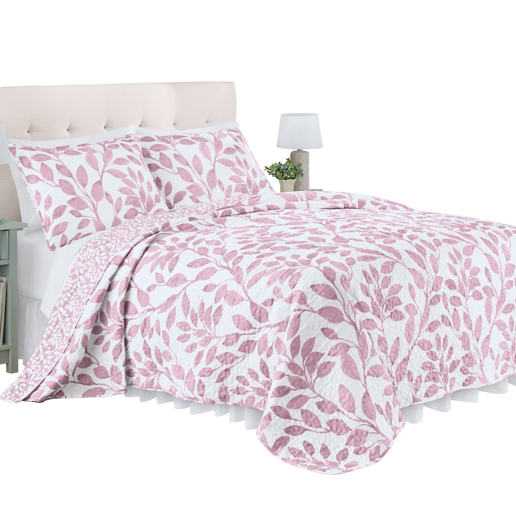 Brady Reversible Oversized Two-Tone Leaf Design Quilt