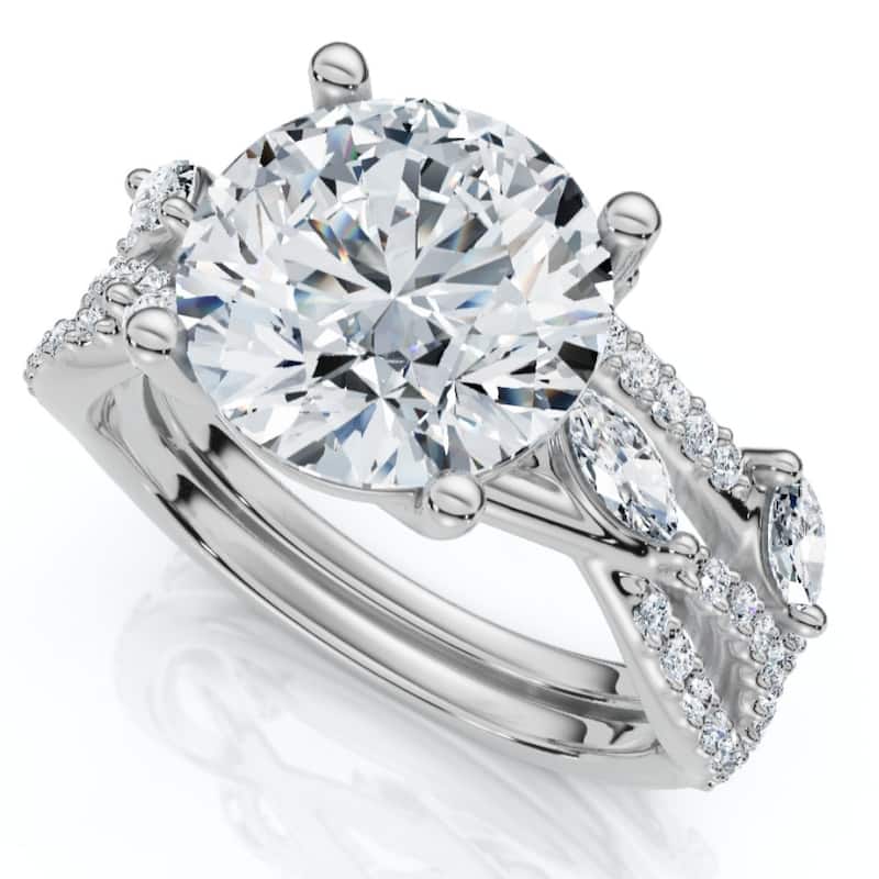 Certified 3 5/8Ct Diamond Engagement Wedding Ring Set Gold Lab Grown